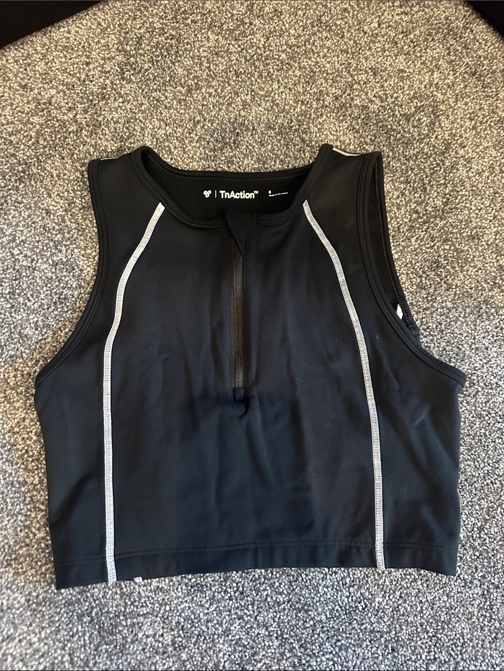 Aritzia Black Athletic Crop Tank with Reflective Piping